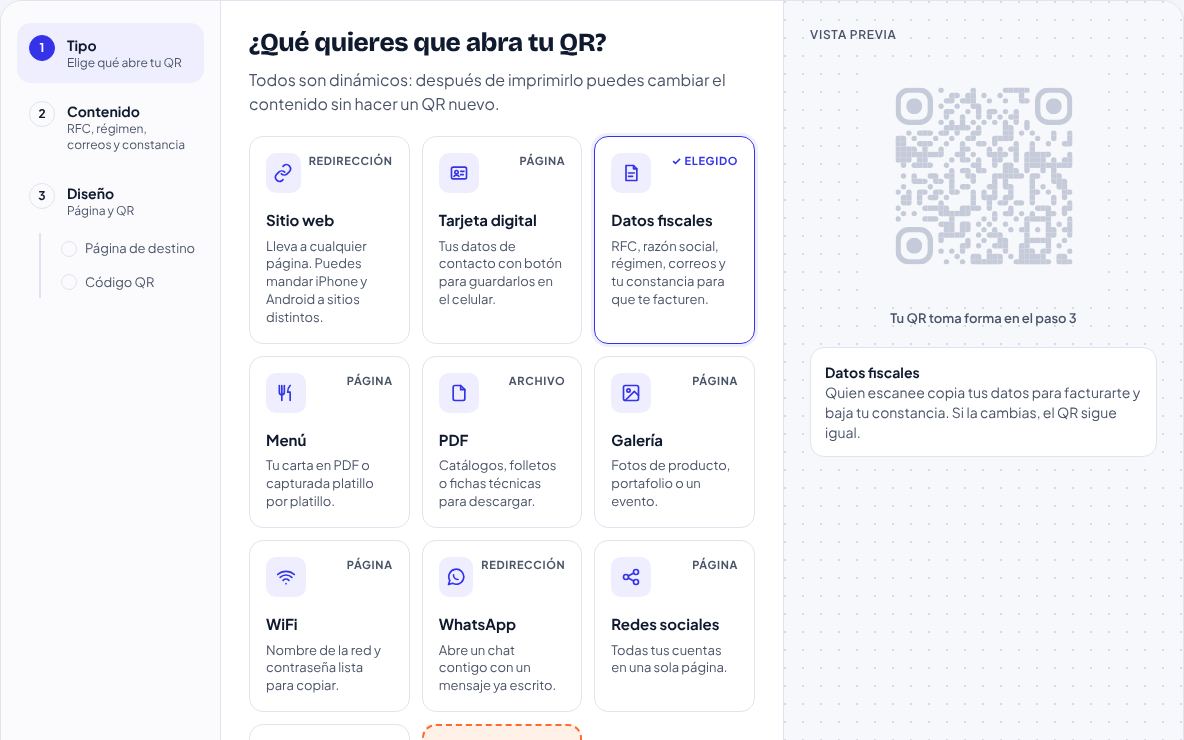 Paso 1: Elige "Datos fiscales"
