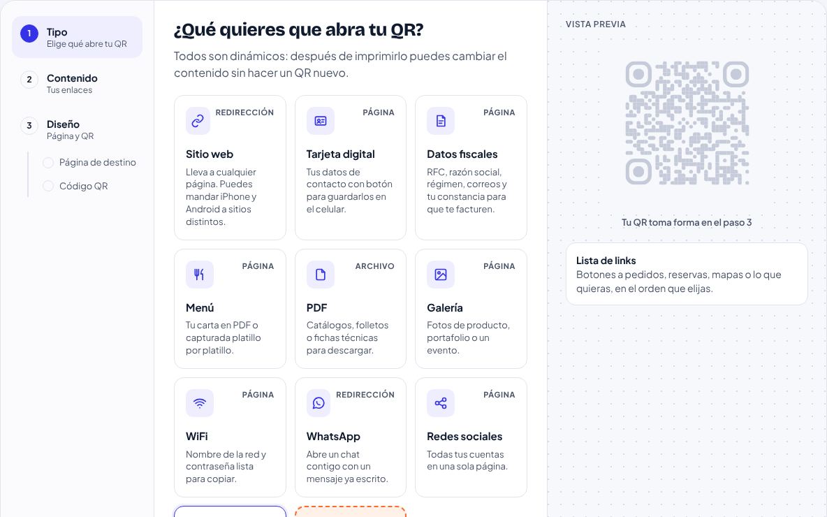 Paso 1: Elige "Lista de links"