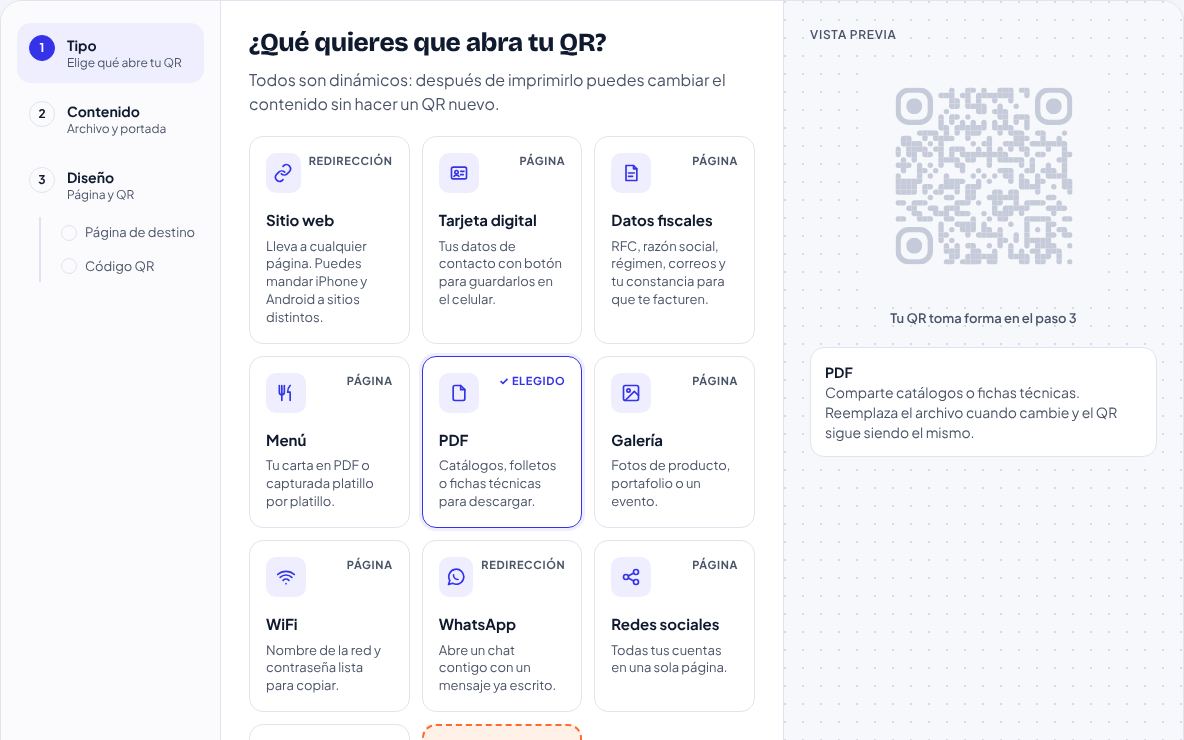 Paso 1: Elige "PDF"