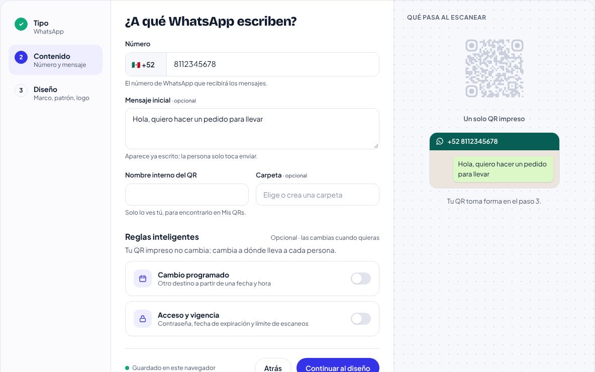 Paso 2: Escribe tu número y mensaje